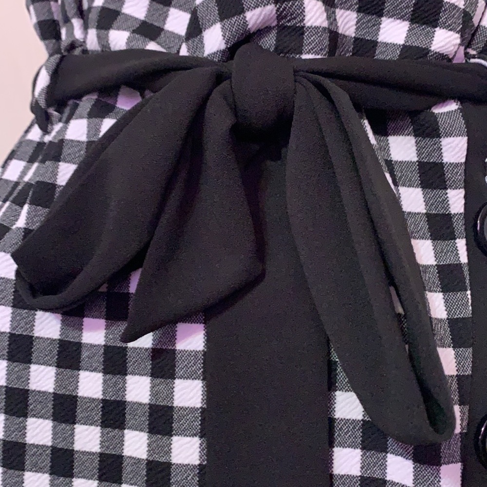 ❌DONATED❌Black White Gingham Paper Bag High Waist Tie Belt Skirt - Picture 6 of 12